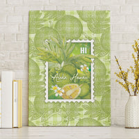 Aloha Hawaii Ulu Palaka Motifs Canvas Wall Art Hawaiian Breadfruit Stylized Stamp LT14 Without Frame Green - Polynesian Pride