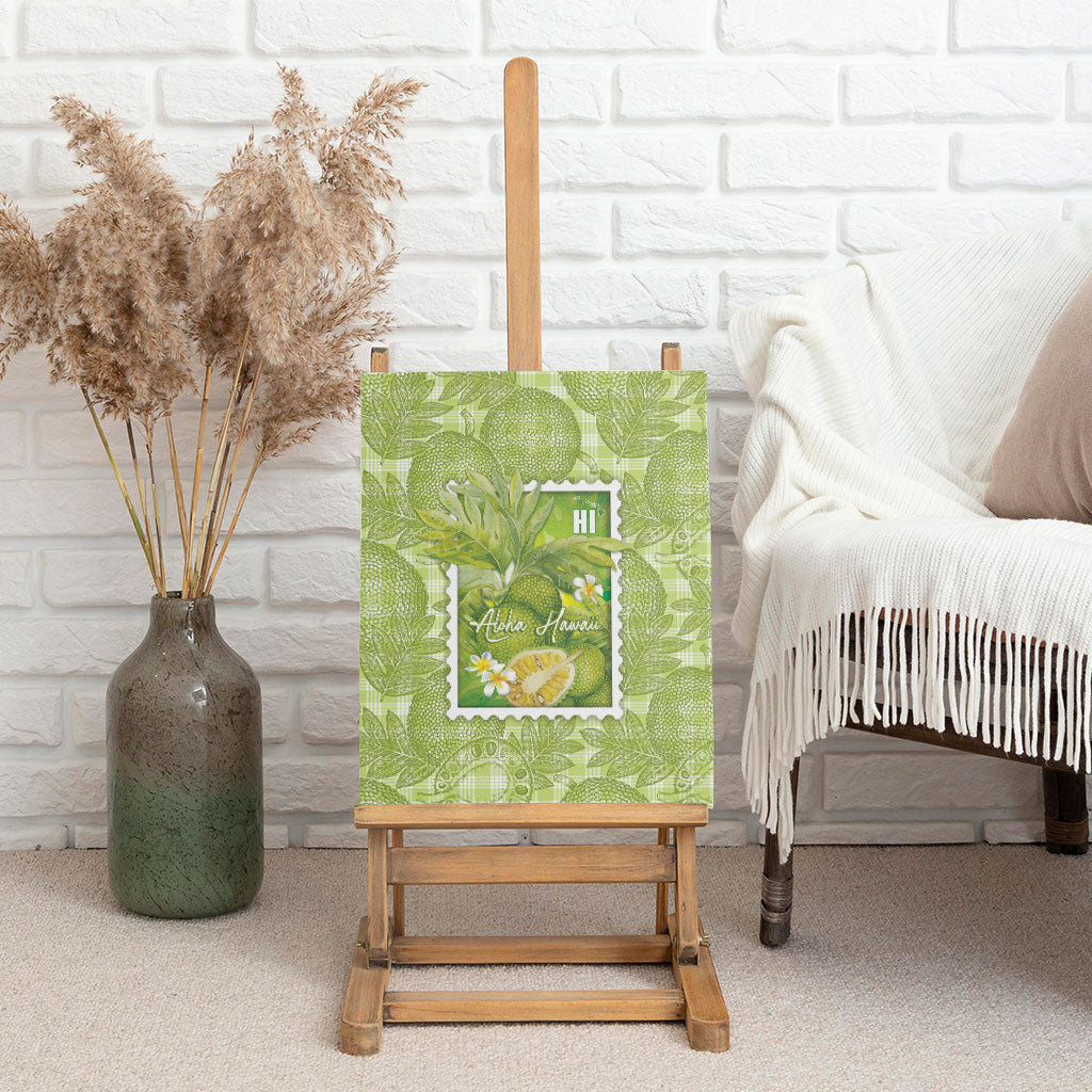 Aloha Hawaii Ulu Palaka Motifs Canvas Wall Art Hawaiian Breadfruit Stylized Stamp LT14 - Polynesian Pride