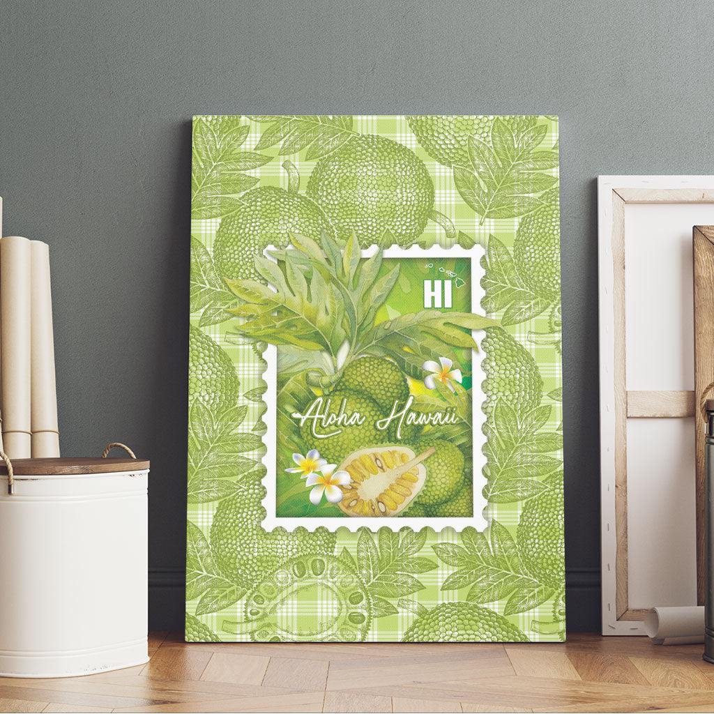 Aloha Hawaii Ulu Palaka Motifs Canvas Wall Art Hawaiian Breadfruit Stylized Stamp LT14 - Polynesian Pride