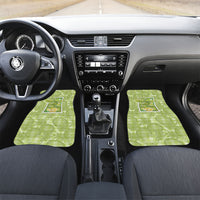 Aloha Hawaii Ulu Palaka Motifs Car Mats Hawaiian Breadfruit Stylized Stamp LT14 Set 2pcs - Front Green - Polynesian Pride
