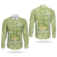 Aloha Hawaii Ulu Palaka Motifs Couples Matching Off Shoulder Maxi Dress and Long Sleeve Button Shirt Hawaiian Breadfruit Stylized Stamp LT14 - Polynesian Pride