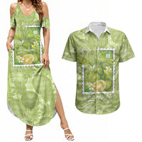 Aloha Hawaii Ulu Palaka Motifs Couples Matching Summer Maxi Dress and Hawaiian Shirt Hawaiian Breadfruit Stylized Stamp LT14 Green - Polynesian Pride