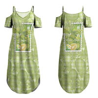 Aloha Hawaii Ulu Palaka Motifs Couples Matching Summer Maxi Dress and Hawaiian Shirt Hawaiian Breadfruit Stylized Stamp LT14 - Polynesian Pride