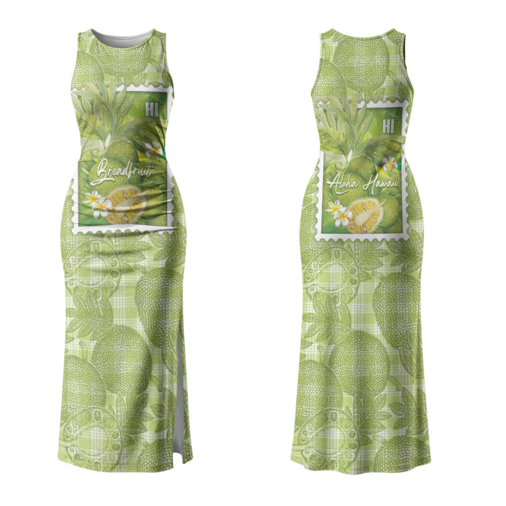 Aloha Hawaii Ulu Palaka Motifs Couples Matching Tank Maxi Dress and Hawaiian Shirt Hawaiian Breadfruit Stylized Stamp LT14 - Polynesian Pride
