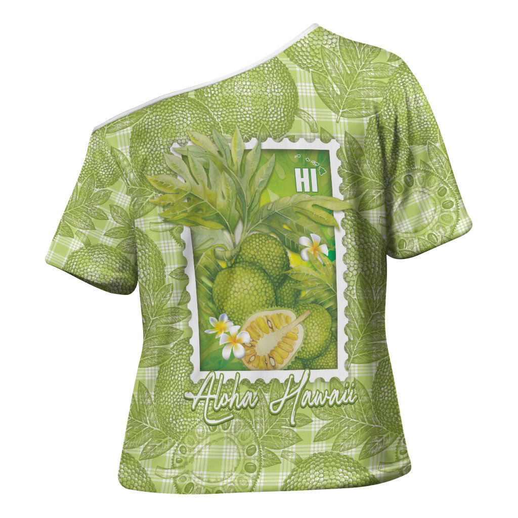 Aloha Hawaii Ulu Palaka Motifs Cross Shoulder Shirt Hawaiian Breadfruit Stylized Stamp LT14 - Polynesian Pride