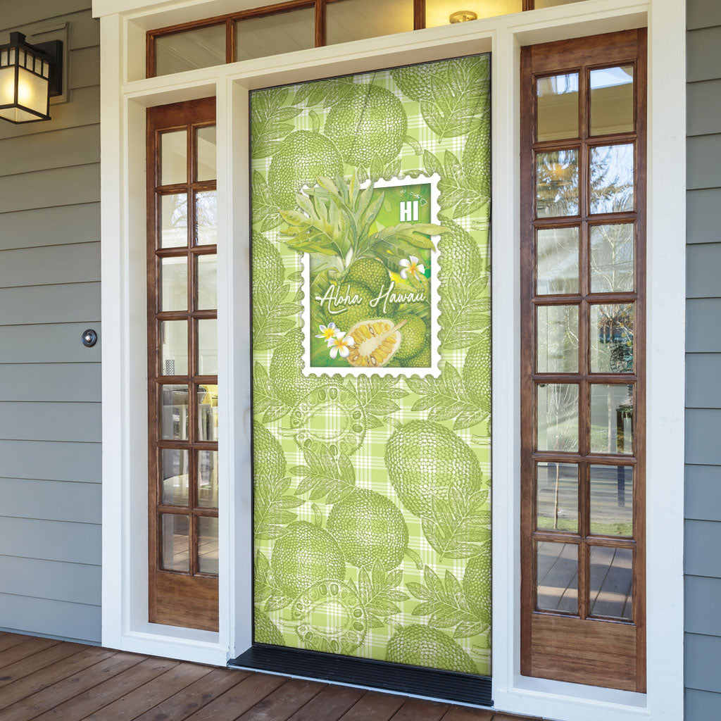 Aloha Hawaii Ulu Palaka Motifs Door Cover Hawaiian Breadfruit Stylized Stamp LT14 - Polynesian Pride