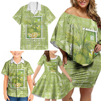 Aloha Hawaii Ulu Palaka Motifs Family Matching Off Shoulder Short Dress and Hawaiian Shirt Hawaiian Breadfruit Stylized Stamp LT14 - Polynesian Pride