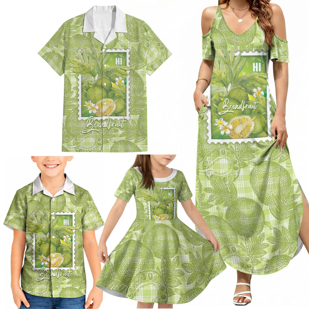 Aloha Hawaii Ulu Palaka Motifs Family Matching Summer Maxi Dress and Hawaiian Shirt Hawaiian Breadfruit Stylized Stamp LT14 - Polynesian Pride
