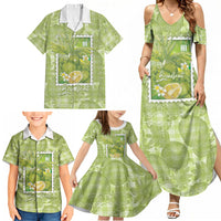 Aloha Hawaii Ulu Palaka Motifs Family Matching Summer Maxi Dress and Hawaiian Shirt Hawaiian Breadfruit Stylized Stamp LT14 - Polynesian Pride