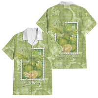 Aloha Hawaii Ulu Palaka Motifs Family Matching Summer Maxi Dress and Hawaiian Shirt Hawaiian Breadfruit Stylized Stamp LT14 Dad's Shirt - Short Sleeve Green - Polynesian Pride