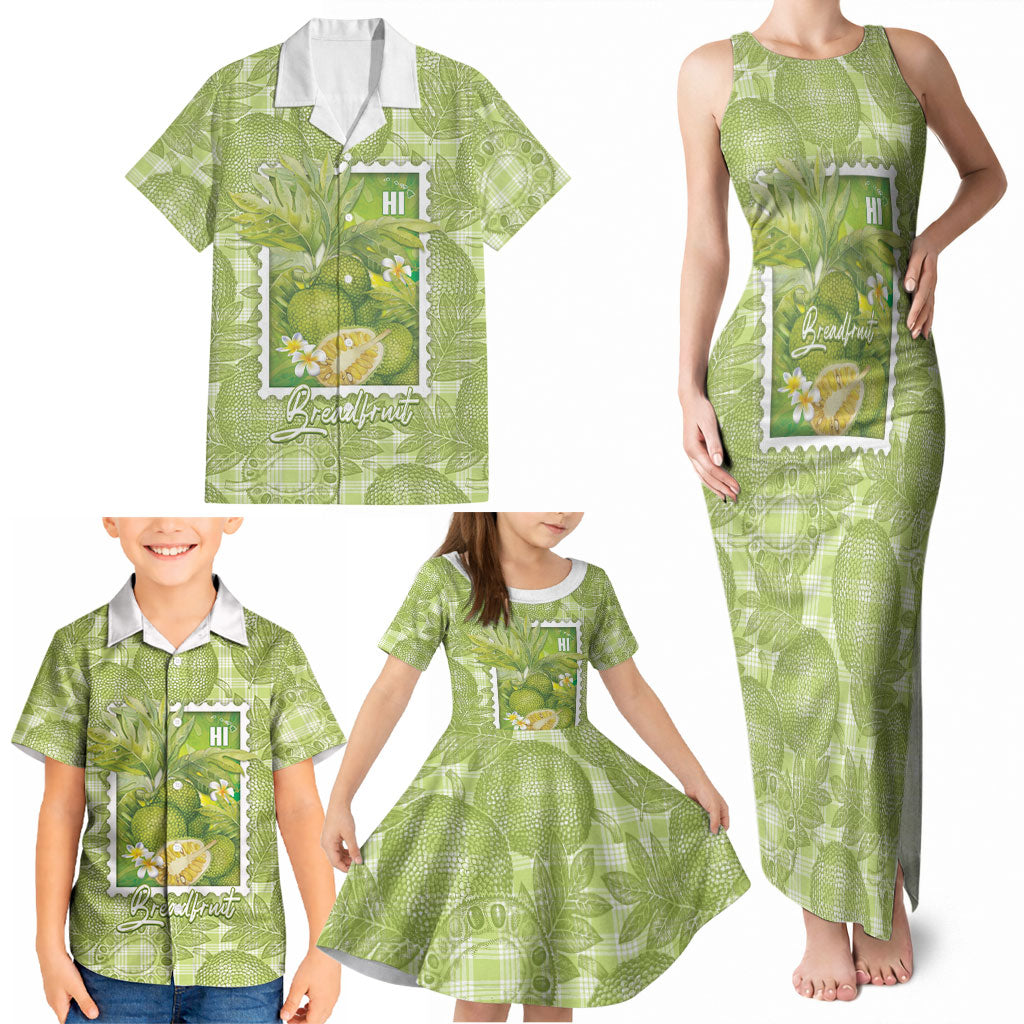 Aloha Hawaii Ulu Palaka Motifs Family Matching Tank Maxi Dress and Hawaiian Shirt Hawaiian Breadfruit Stylized Stamp LT14 - Polynesian Pride