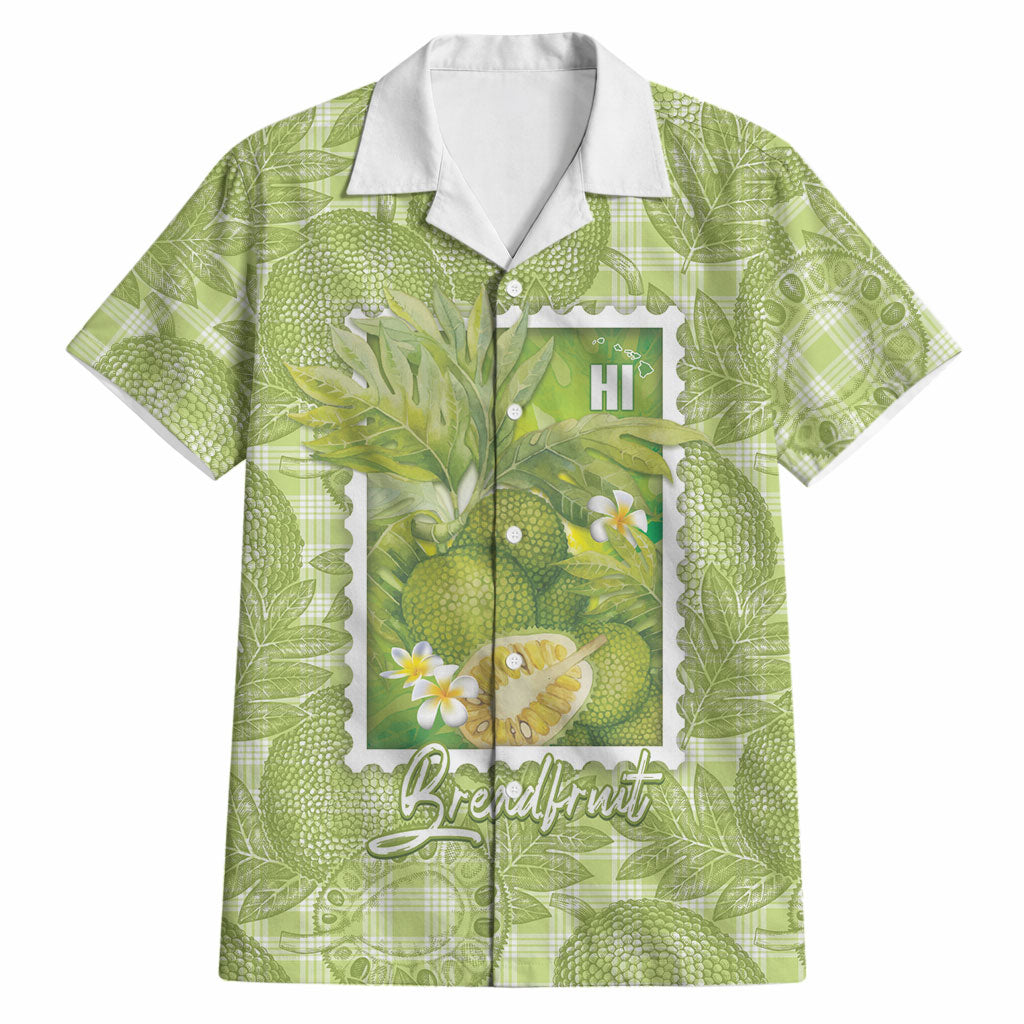 Aloha Hawaii Ulu Palaka Motifs Hawaiian Shirt Hawaiian Breadfruit Stylized Stamp LT14 Green - Polynesian Pride
