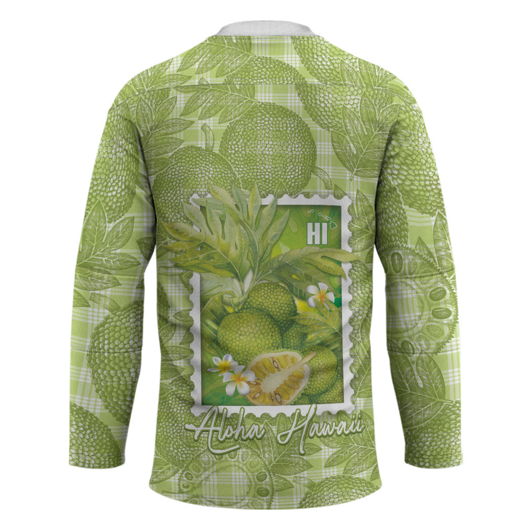 Aloha Hawaii Ulu Palaka Motifs Hockey Jersey Hawaiian Breadfruit Stylized Stamp LT14 - Polynesian Pride