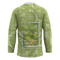 Aloha Hawaii Ulu Palaka Motifs Hockey Jersey Hawaiian Breadfruit Stylized Stamp LT14 - Polynesian Pride