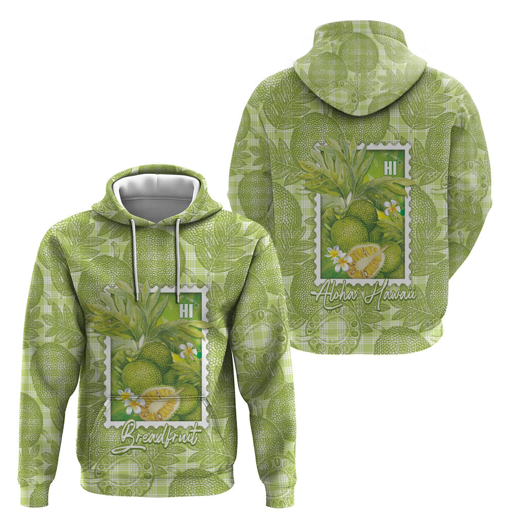 Aloha Hawaii Ulu Palaka Motifs Hoodie Hawaiian Breadfruit Stylized Stamp LT14 - Polynesian Pride