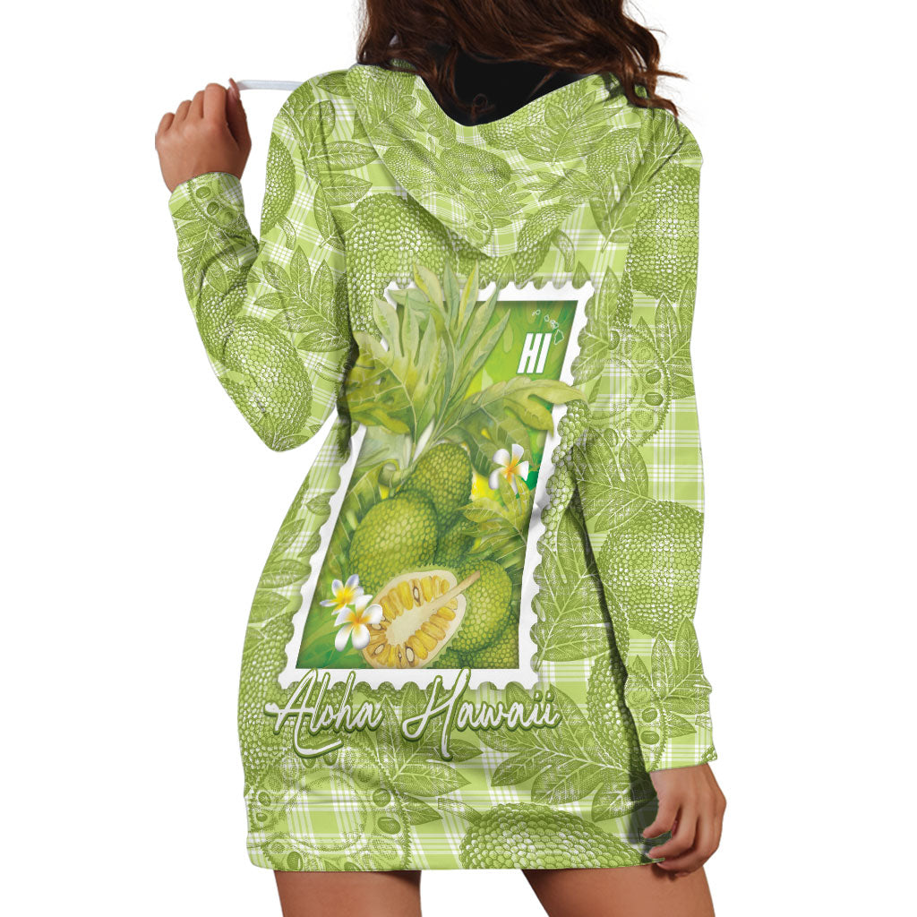 Aloha Hawaii Ulu Palaka Motifs Hoodie Dress Hawaiian Breadfruit Stylized Stamp LT14 - Polynesian Pride