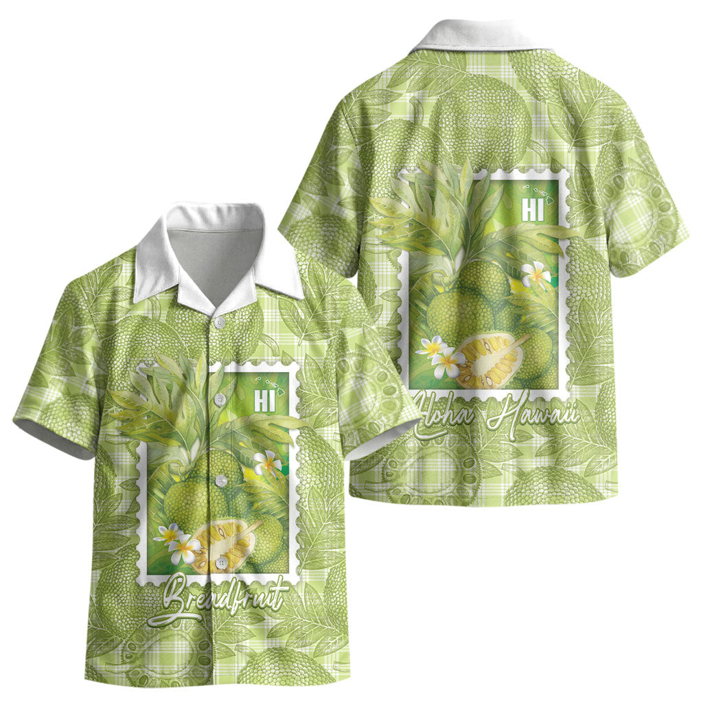Aloha Hawaii Ulu Palaka Motifs Kid Hawaiian Shirt Hawaiian Breadfruit Stylized Stamp LT14 - Polynesian Pride