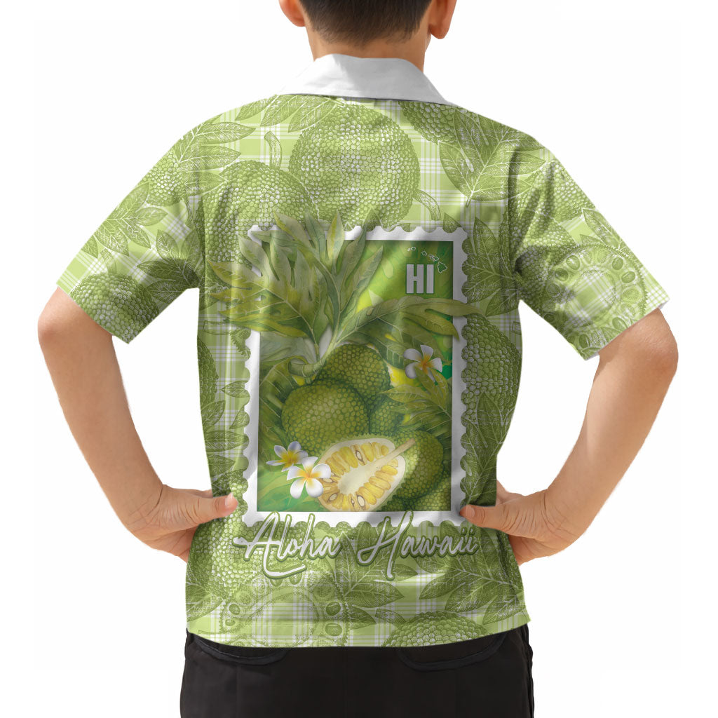 Aloha Hawaii Ulu Palaka Motifs Kid Hawaiian Shirt Hawaiian Breadfruit Stylized Stamp LT14 - Polynesian Pride