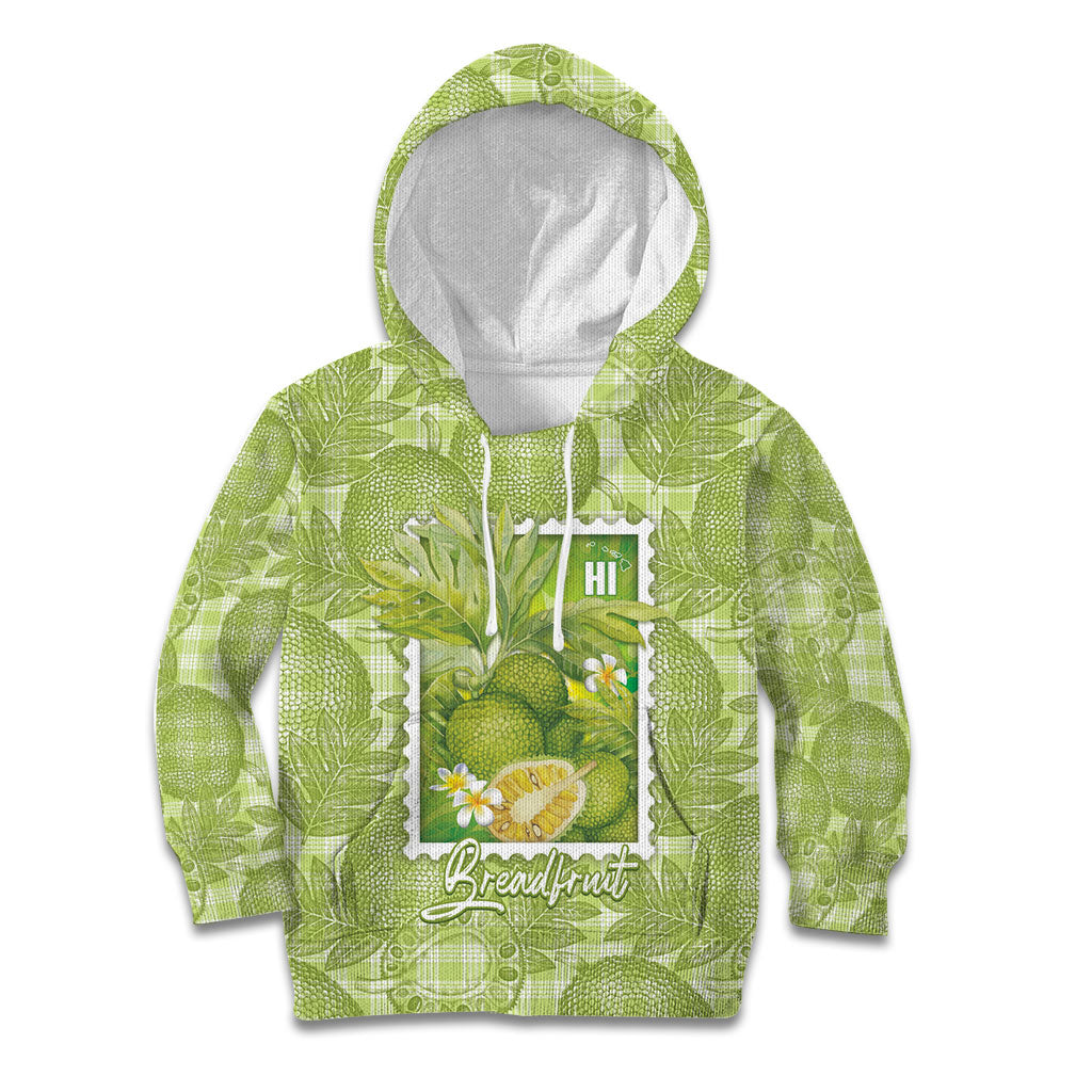 Aloha Hawaii Ulu Palaka Motifs Kid Hoodie Hawaiian Breadfruit Stylized Stamp LT14 Hoodie Green - Polynesian Pride