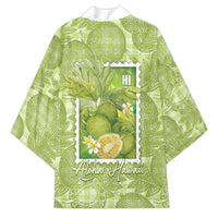 Aloha Hawaii Ulu Palaka Motifs Kimono Hawaiian Breadfruit Stylized Stamp LT14 - Polynesian Pride