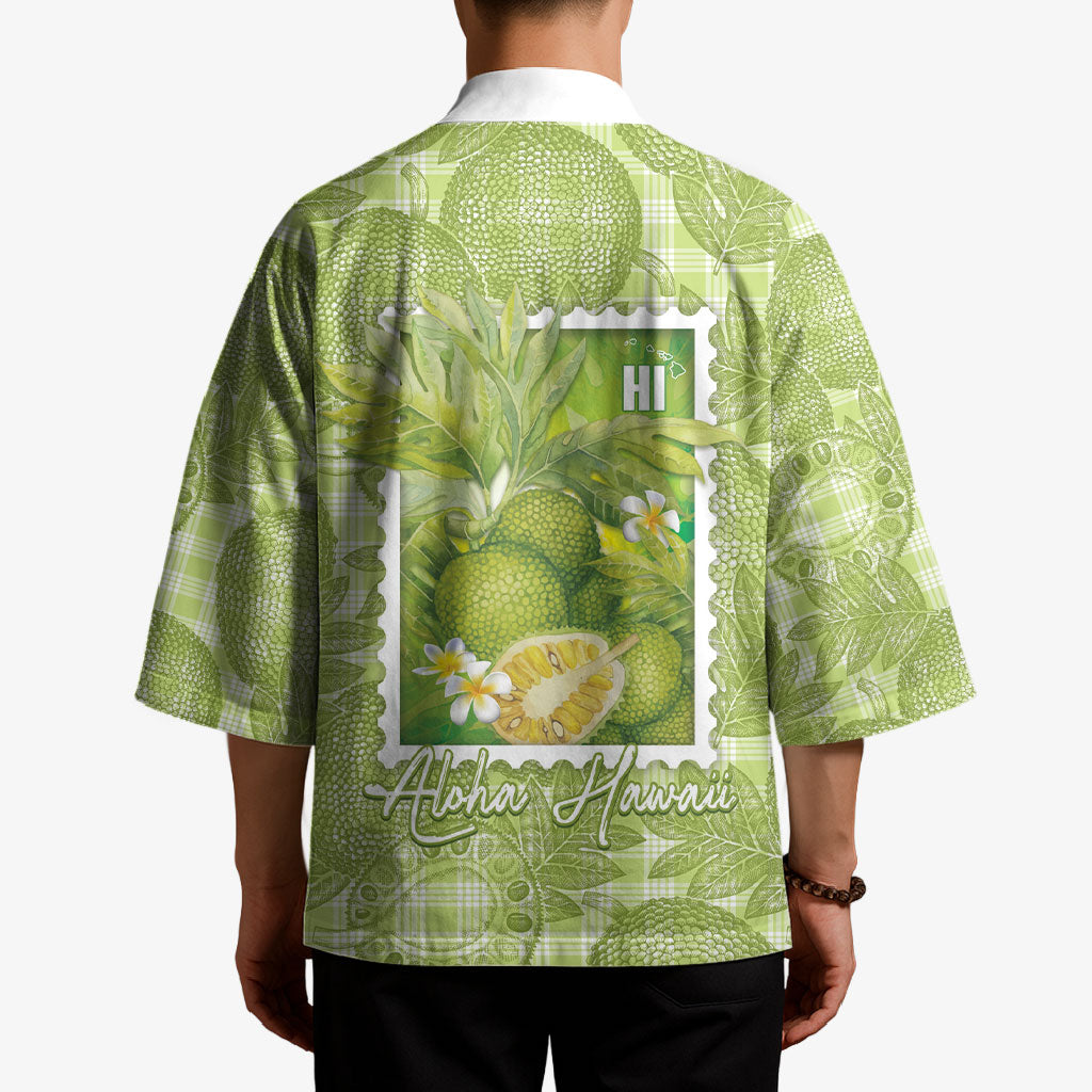 Aloha Hawaii Ulu Palaka Motifs Kimono Hawaiian Breadfruit Stylized Stamp LT14 - Polynesian Pride