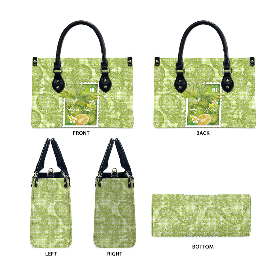 Aloha Hawaii Ulu Palaka Motifs Leather Bag Hawaiian Breadfruit Stylized Stamp LT14 - Polynesian Pride
