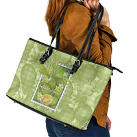 Aloha Hawaii Ulu Palaka Motifs Leather Tote Bag Hawaiian Breadfruit Stylized Stamp LT14 - Polynesian Pride