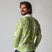 Aloha Hawaii Ulu Palaka Motifs Long Sleeve Polo Shirt Hawaiian Breadfruit Stylized Stamp LT14 - Polynesian Pride