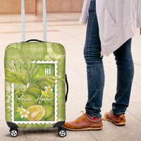 Aloha Hawaii Ulu Palaka Motifs Luggage Cover Hawaiian Breadfruit Stylized Stamp LT14 Green - Polynesian Pride