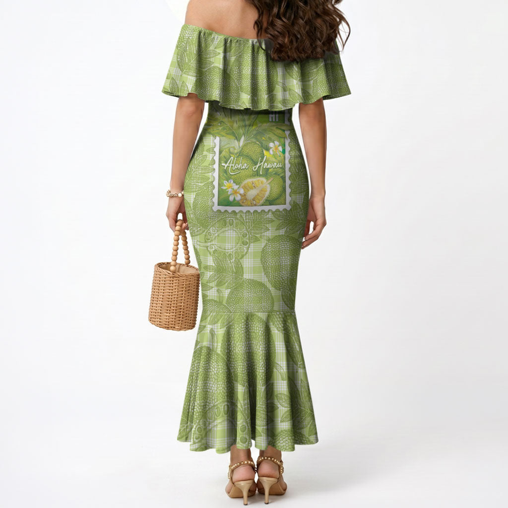 Aloha Hawaii Ulu Palaka Motifs Mermaid Dress Hawaiian Breadfruit Stylized Stamp LT14 - Polynesian Pride
