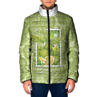 Aloha Hawaii Ulu Palaka Motifs Padded Jacket Hawaiian Breadfruit Stylized Stamp LT14 Men Green - Polynesian Pride