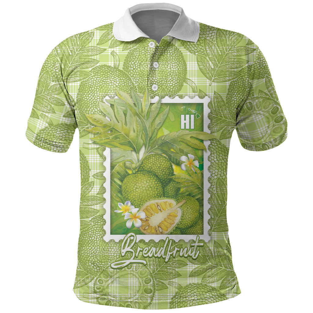 Aloha Hawaii Ulu Palaka Motifs Polo Shirt Hawaiian Breadfruit Stylized Stamp LT14 Green - Polynesian Pride