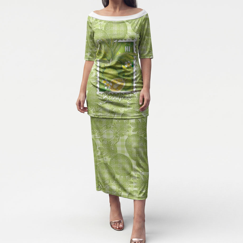 Aloha Hawaii Ulu Palaka Motifs Puletasi Hawaiian Breadfruit Stylized Stamp LT14 Long Dress Green - Polynesian Pride