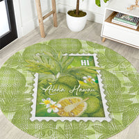 Aloha Hawaii Ulu Palaka Motifs Round Carpet Hawaiian Breadfruit Stylized Stamp LT14 Green - Polynesian Pride