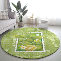 Aloha Hawaii Ulu Palaka Motifs Round Carpet Hawaiian Breadfruit Stylized Stamp LT14 - Polynesian Pride