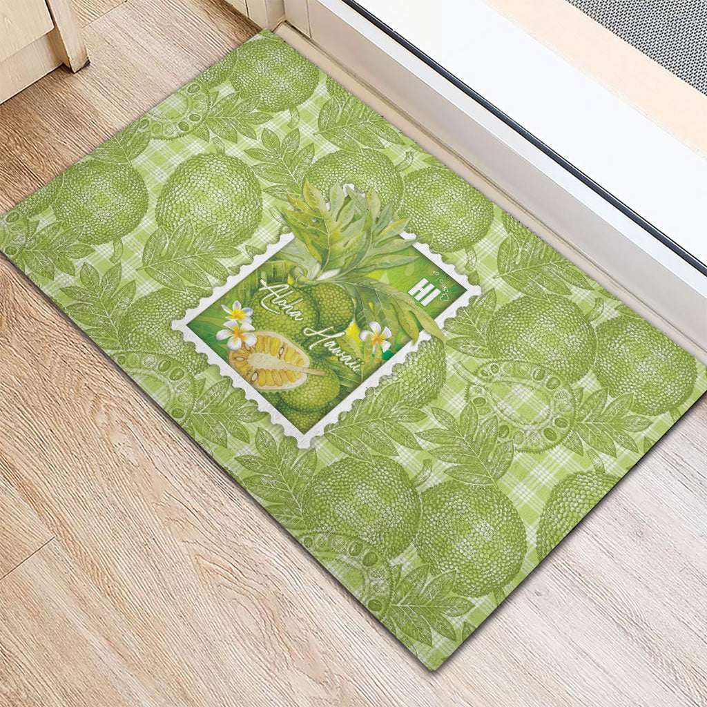Aloha Hawaii Ulu Palaka Motifs Rubber Doormat Hawaiian Breadfruit Stylized Stamp LT14 - Polynesian Pride