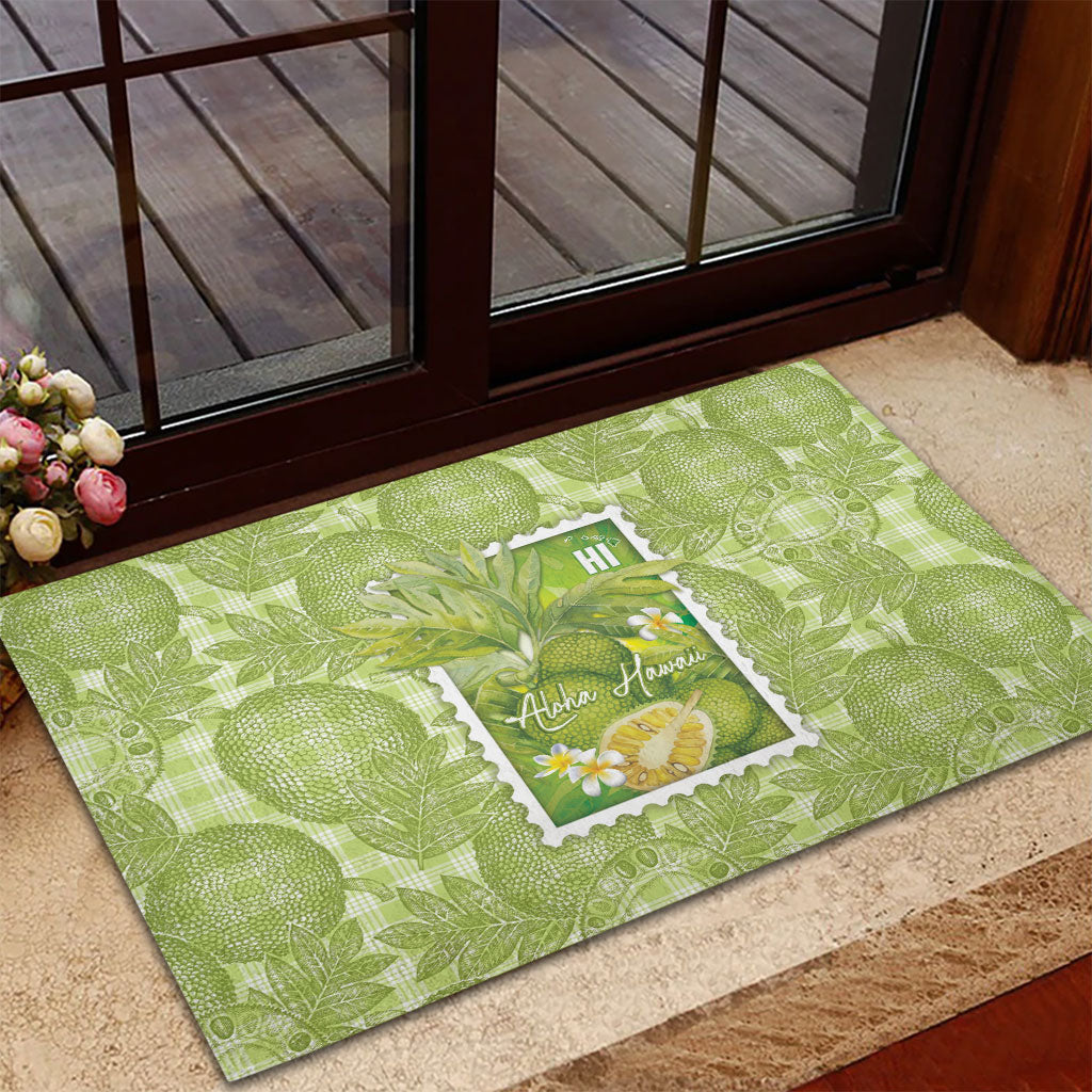 Aloha Hawaii Ulu Palaka Motifs Rubber Doormat Hawaiian Breadfruit Stylized Stamp LT14 - Polynesian Pride