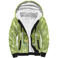 Aloha Hawaii Ulu Palaka Motifs Sherpa Hoodie Hawaiian Breadfruit Stylized Stamp LT14 Unisex Green - Polynesian Pride