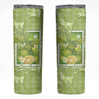 Aloha Hawaii Ulu Palaka Motifs Skinny Tumbler Hawaiian Breadfruit Stylized Stamp LT14 Green - Polynesian Pride