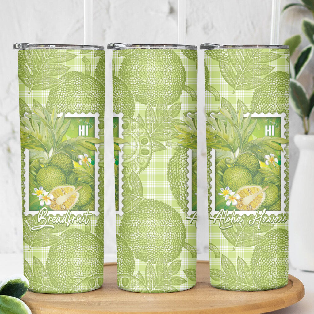 Aloha Hawaii Ulu Palaka Motifs Skinny Tumbler Hawaiian Breadfruit Stylized Stamp LT14 - Polynesian Pride