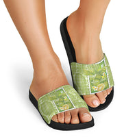 Aloha Hawaii Ulu Palaka Motifs Slide Sandals Hawaiian Breadfruit Stylized Stamp LT14 - Polynesian Pride
