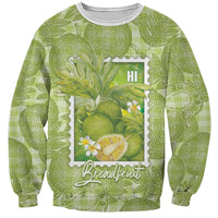 Aloha Hawaii Ulu Palaka Motifs Sweatshirt Hawaiian Breadfruit Stylized Stamp LT14 Unisex Green - Polynesian Pride