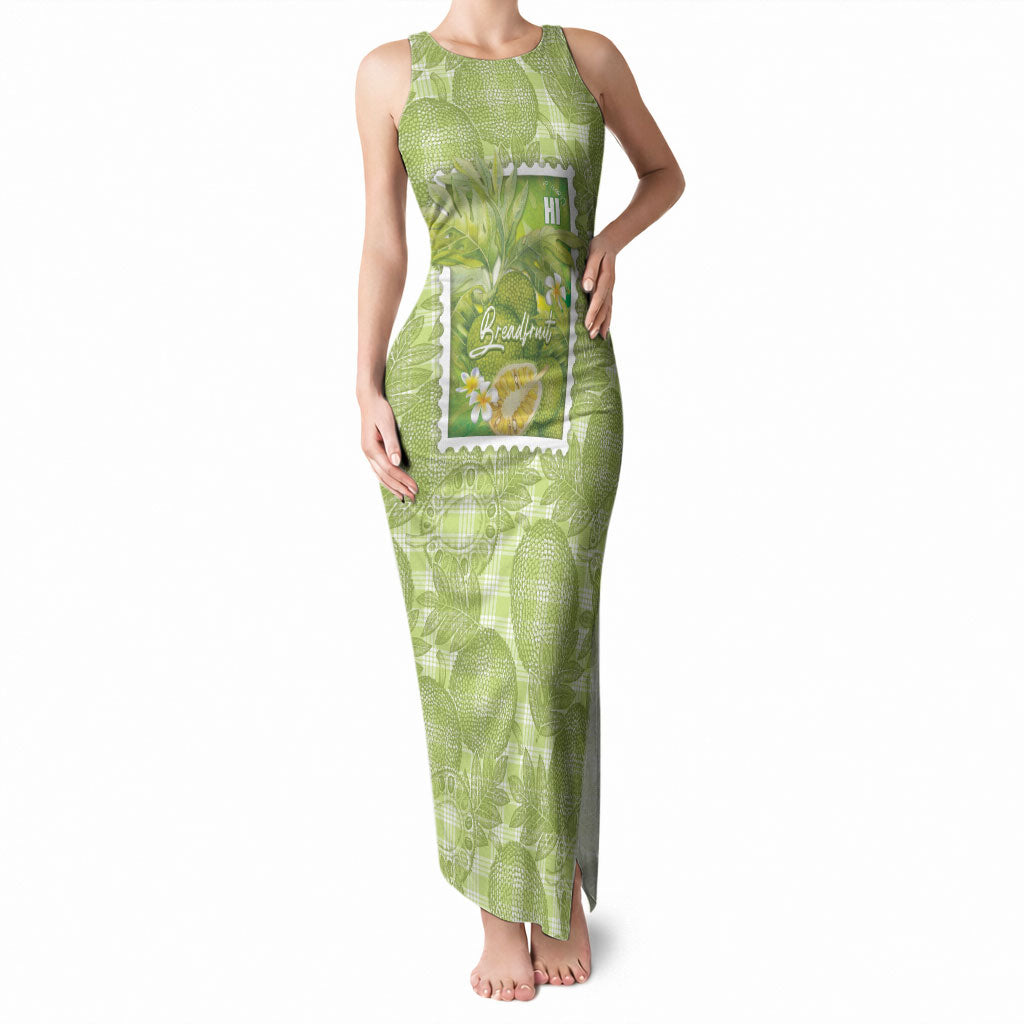 Aloha Hawaii Ulu Palaka Motifs Tank Maxi Dress Hawaiian Breadfruit Stylized Stamp