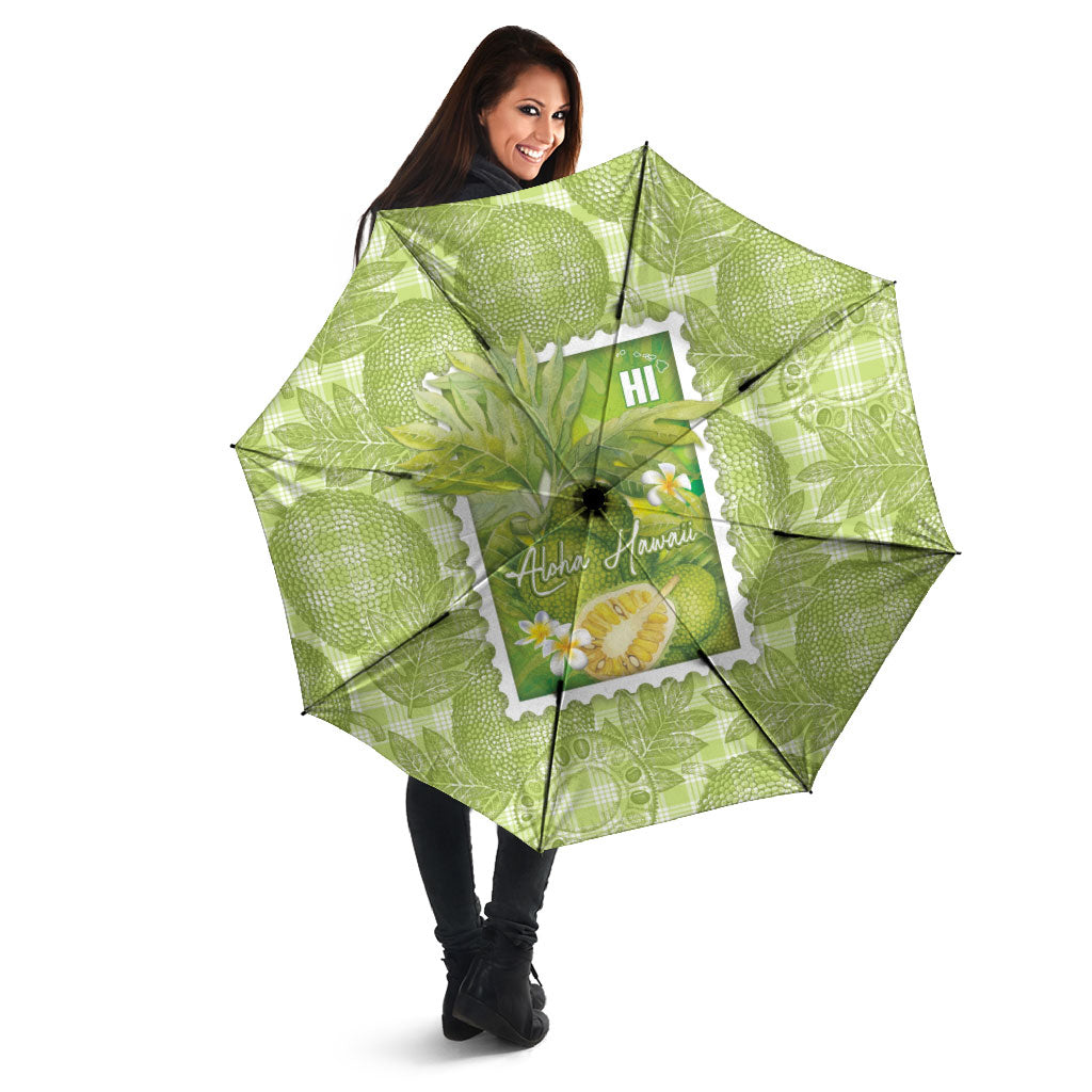 Aloha Hawaii Ulu Palaka Motifs Umbrella Hawaiian Breadfruit Stylized Stamp LT14 - Polynesian Pride