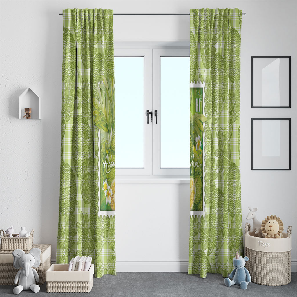 Aloha Hawaii Ulu Palaka Motifs Window Curtain Hawaiian Breadfruit Stylized Stamp LT14 - Polynesian Pride
