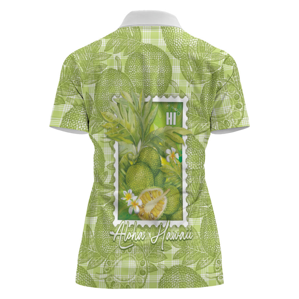 Aloha Hawaii Ulu Palaka Motifs Women Polo Shirt Hawaiian Breadfruit Stylized Stamp LT14 - Polynesian Pride