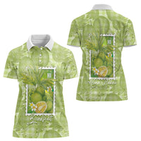 Aloha Hawaii Ulu Palaka Motifs Women Polo Shirt Hawaiian Breadfruit Stylized Stamp LT14 - Polynesian Pride