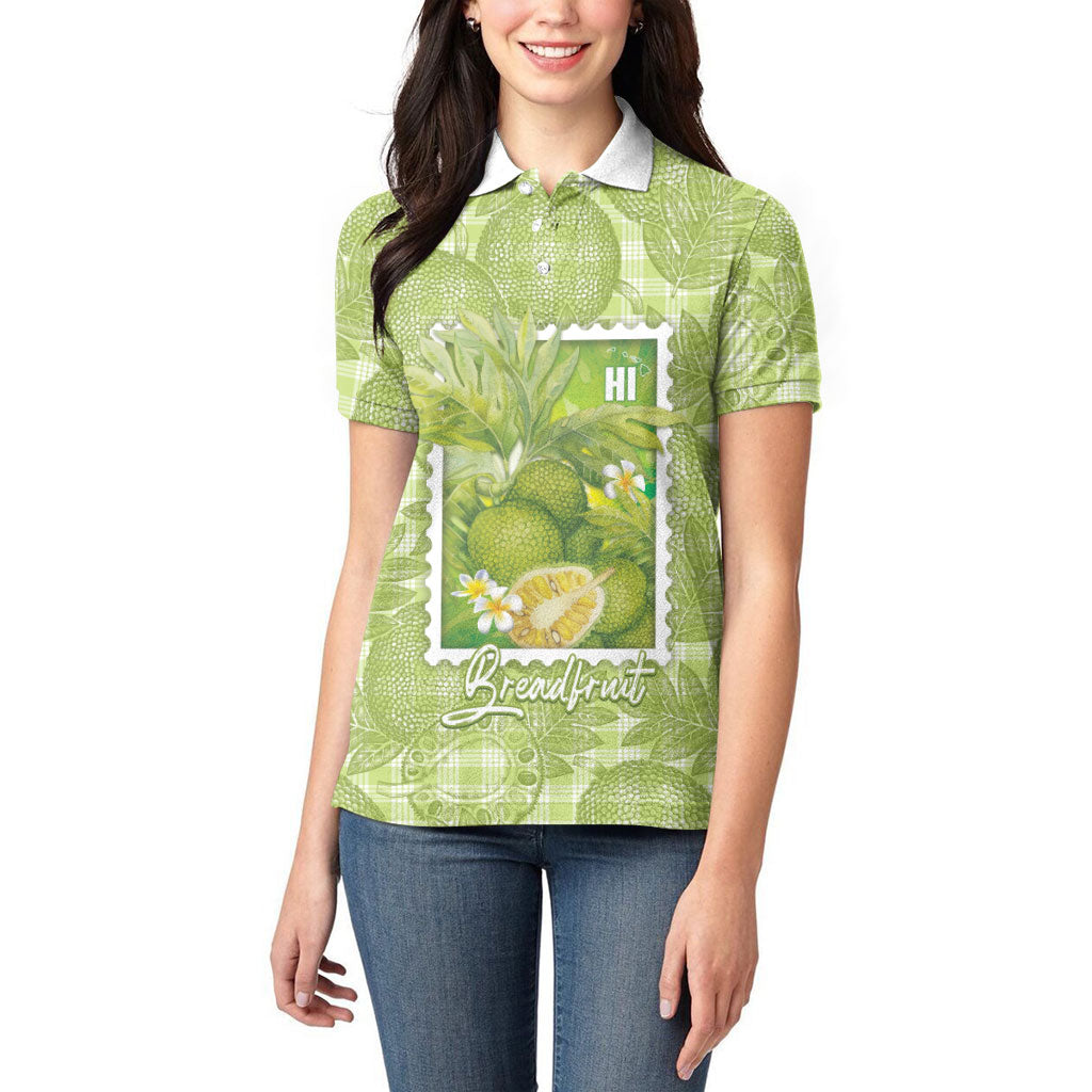 Aloha Hawaii Ulu Palaka Motifs Women Polo Shirt Hawaiian Breadfruit Stylized Stamp LT14 - Polynesian Pride