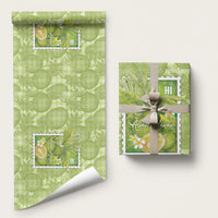 Aloha Hawaii Ulu Palaka Motifs Wrapping Paper Hawaiian Breadfruit Stylized Stamp LT14 58" × 23" Green - Polynesian Pride