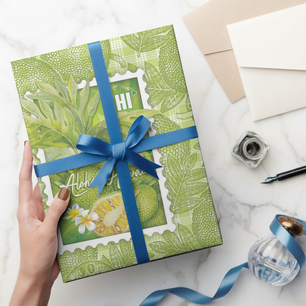 Aloha Hawaii Ulu Palaka Motifs Wrapping Paper Hawaiian Breadfruit Stylized Stamp LT14 - Polynesian Pride
